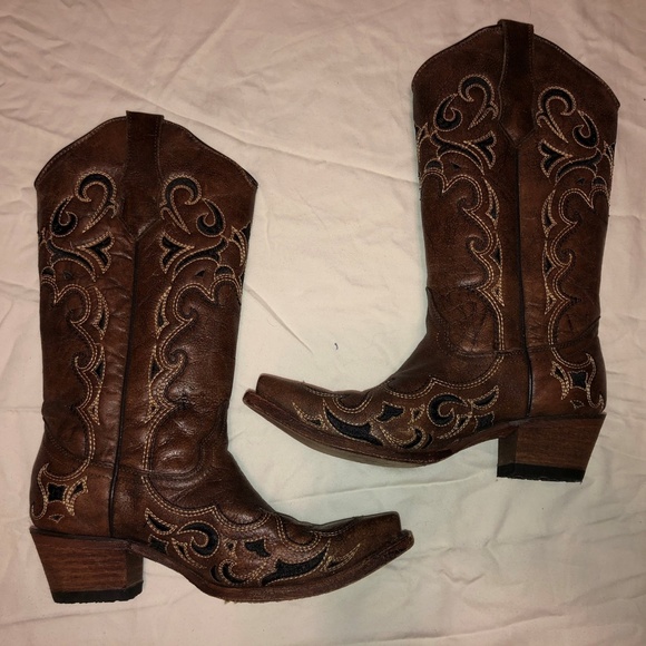 Circle G Shoes - Circle G Corral Honey Side Embroidered Boots 6.5M